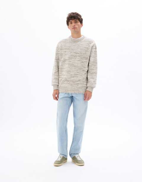 Celio Men's Ecru Marl Knit Crewneck Sweater|Celio In Lebanon