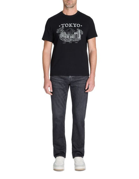 Celio Men's Black Straight Crew Neck 100% Cotton T-Shirt | Celio In Lebanon
