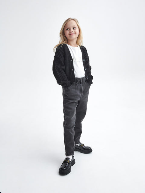 Reserved Girl's Washed Black Insulated Baggy Jeans | Reserved In Lebanon