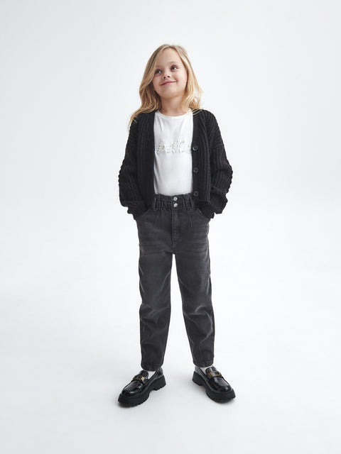 Reserved Girl's Washed Black Insulated Baggy Jeans | Reserved In Lebanon