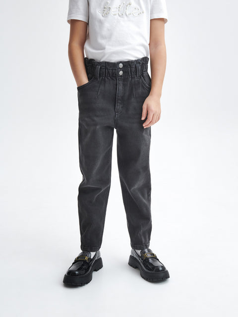 Reserved Girl's Washed Black Insulated Baggy Jeans | Reserved In Lebanon