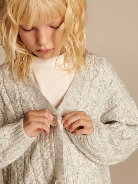 Reserved Girl's Light Grey Decorative Knit Cardigan | Reserved In Lebanon