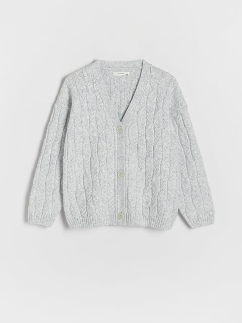 Reserved Girl's Light Grey Decorative Knit Cardigan | Reserved In Lebanon