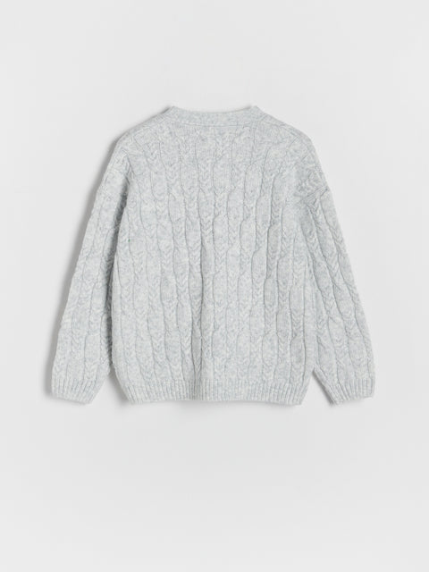 Reserved Girl's Light Grey Decorative Knit Cardigan | Reserved In Lebanon