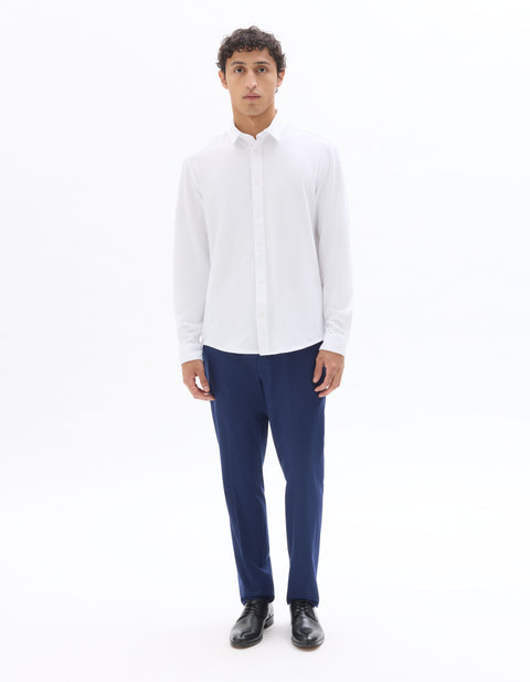 Celio Men's White Regular Fit Jersey Long-Sleeve Shirt | Celio In Lebanon