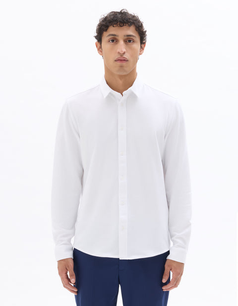 Celio Men's White Regular Fit Jersey Long-Sleeve Shirt | Celio In Lebanon