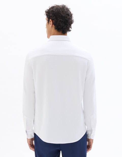Celio Men's White Regular Fit Jersey Long-Sleeve Shirt | Celio In Lebanon