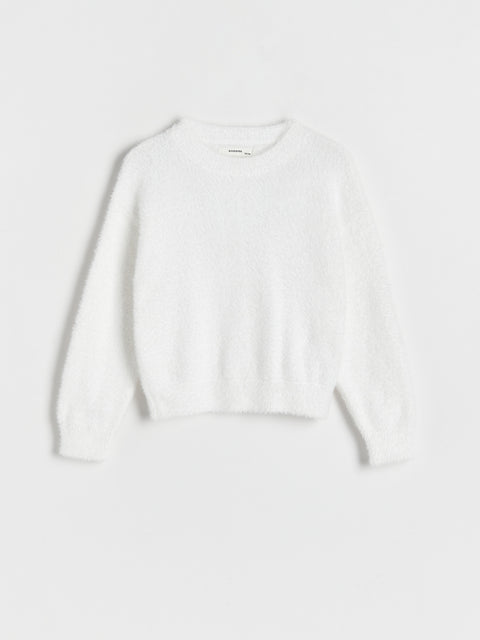 Reserved Girl's White Long-haired Knit Sweater | Reserved In Lebanon
