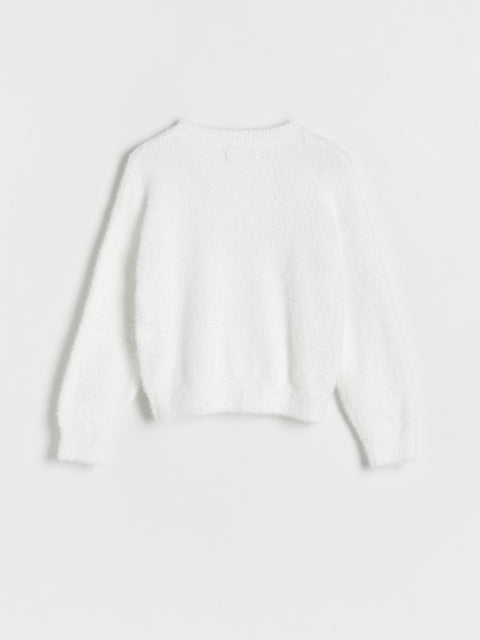 Reserved Girl's White Long-haired Knit Sweater | Reserved In Lebanon