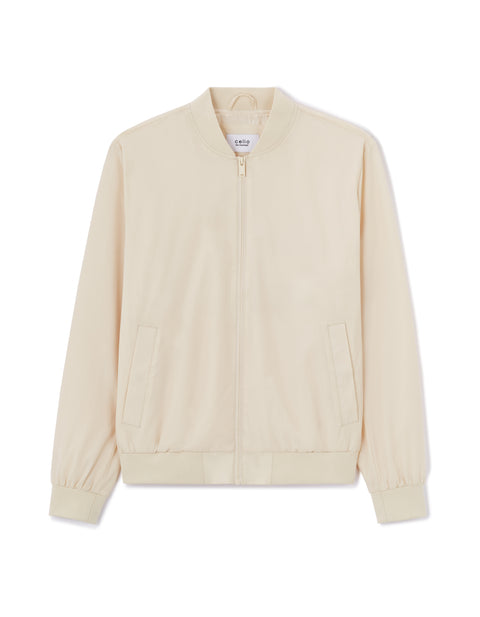 Celio Men's Off White Bomber Collar Jacket | Celio In Lebanon