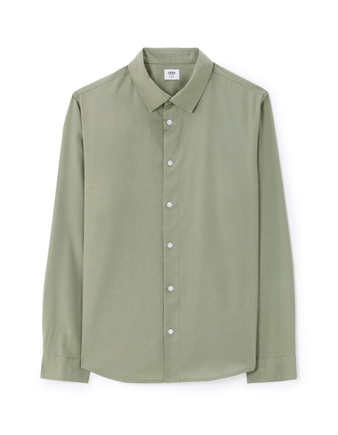 Celio Men's Sauge Green Long Sleeve Jersey Shirt | Celio in Lebanon