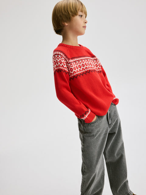 Reserved Boy's Red Winter Motif Sweater | Reserved In Lebanon