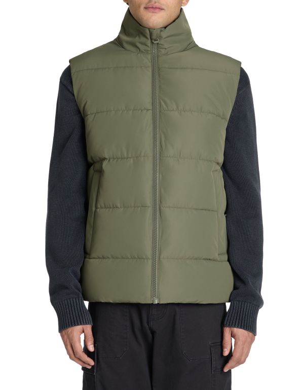 Celio Men's Khaki Green Sleeveless Puffer Vests | Celio In Lebanon