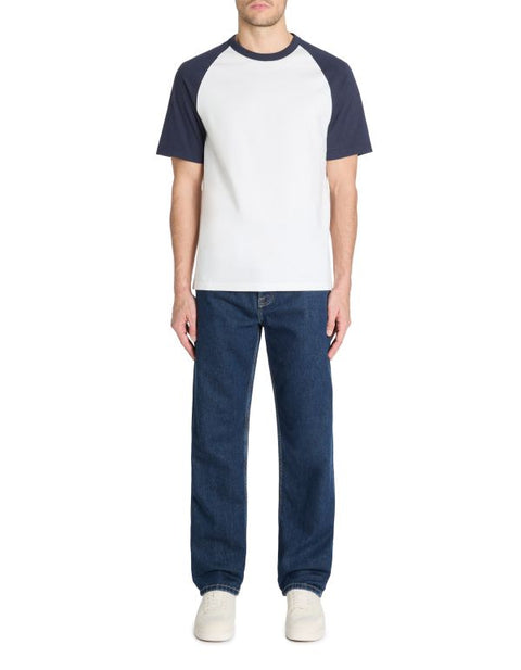 Celio Men's White & Navy Boxy Crew Neck Cotton T-Shirt | Celio In Lebanon
