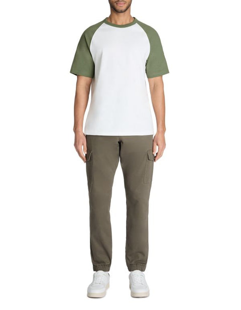 Celio Men’s White & Sage Green Cotton Boxy Crew Neck T-Shirt|Celio In Lebanon