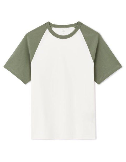 Celio Men’s White & Sage Green Cotton Boxy Crew Neck T-Shirt|Celio In Lebanon