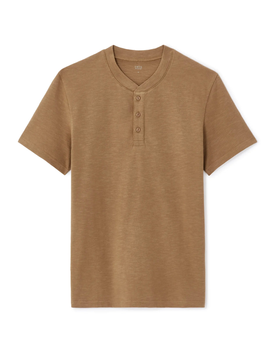 Brown henley shirt on a white background