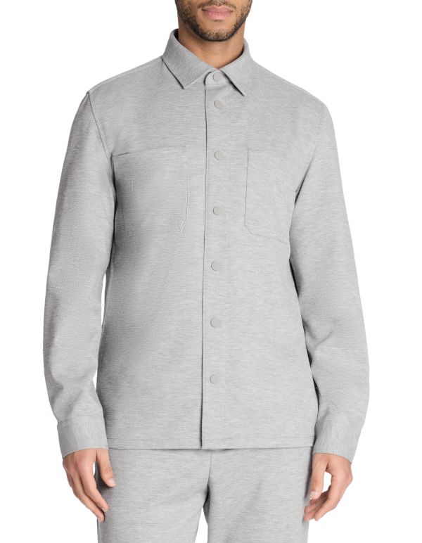 Celio Men’s Light Gray Textured Stretch Overshirt |Celio In Lebanon
