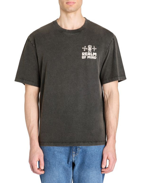 Celio Men’s Washed Black Oversized Printed Cotton Crew Neck T-Shirt|Celio In Lebanon