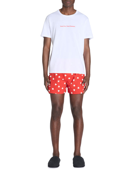 Celio Men's White & Red 100% Cotton Short Pajama Set | Celio In Lebanon