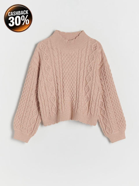 Reserved Girl's Tan Cable Knit Sweater |Reserved In Lebanon