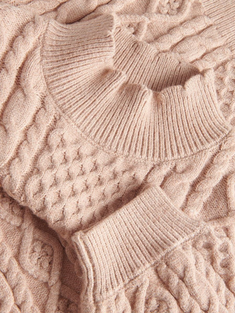 Reserved Girl's Tan Cable Knit Sweater |Reserved In Lebanon