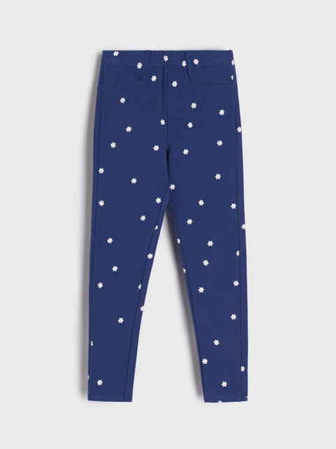 Sinsay Baby Girl's Navy With Flowers Printed Sweatpants  | Sinsay in Lebanon