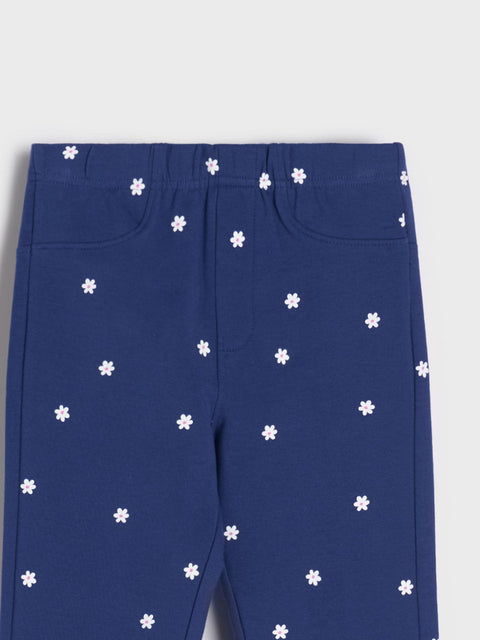 Sinsay Baby Girl's Navy With Flowers Printed Sweatpants  | Sinsay in Lebanon