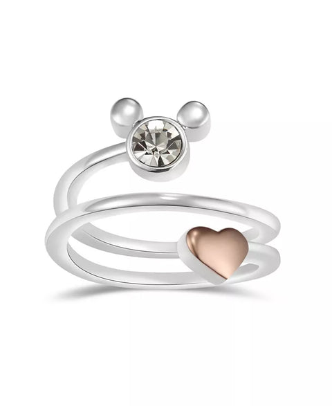Disney Women's Crystal Mickey Mouse Head with Heart Bypass Ring | Disney in Lebanon