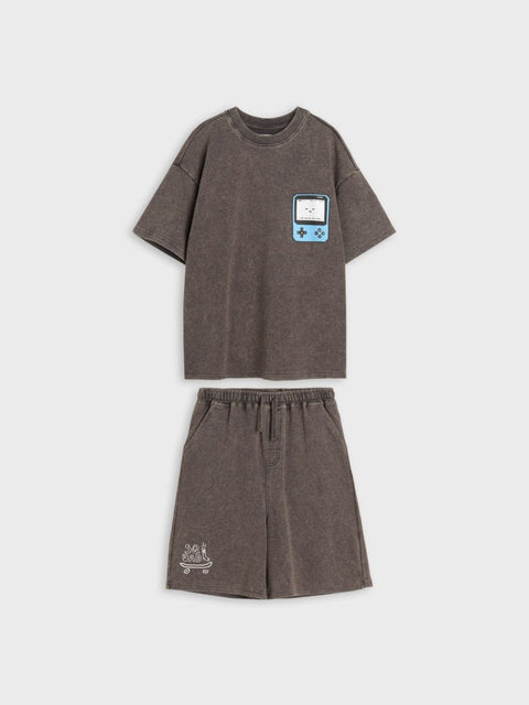 Sinsay Boy's Grey Graphic Printed Short set | Sinsay In Lebanon
