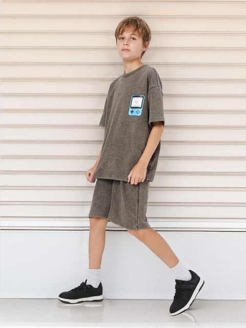 Sinsay Boy's Grey Graphic Printed Short set | Sinsay In Lebanon