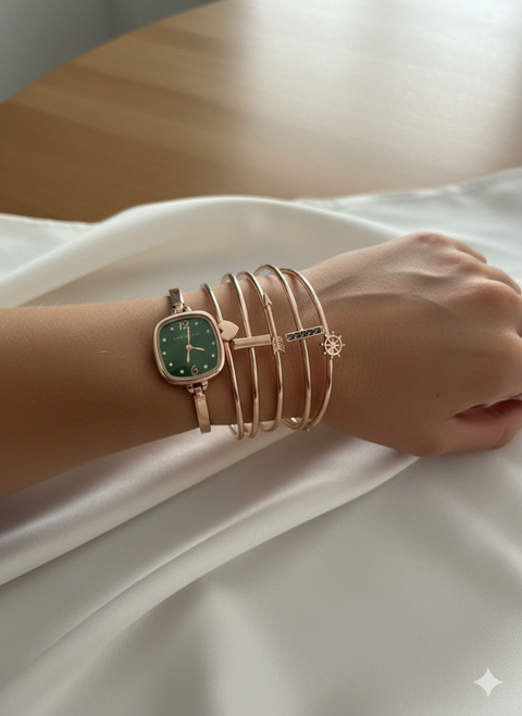 Laura Ashley Women's Rose Gold 5 Pc Jewelry Set With Watch | Laura Ashley In Lebanon