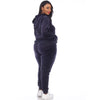 White Mark Women's Navy Plus Size Velour Sweatpant|White Mark In Lebanon