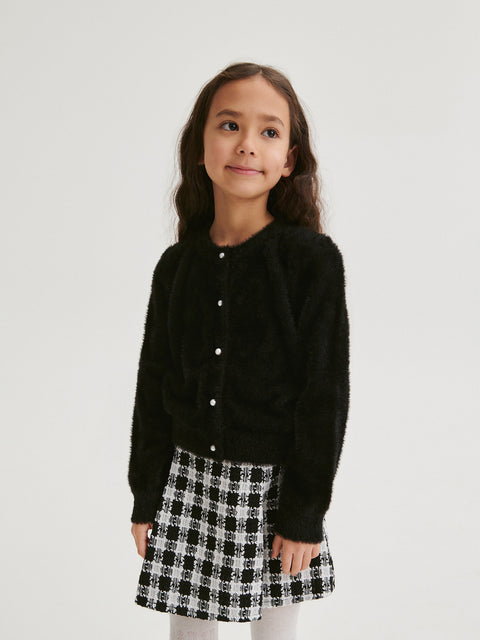 Reserved Girl's Black With White Buttons Soft Cardigan | Reserved In Lebanon