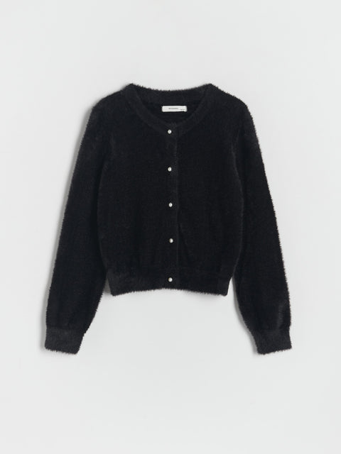 Reserved Girl's Black With White Buttons Soft Cardigan | Reserved In Lebanon