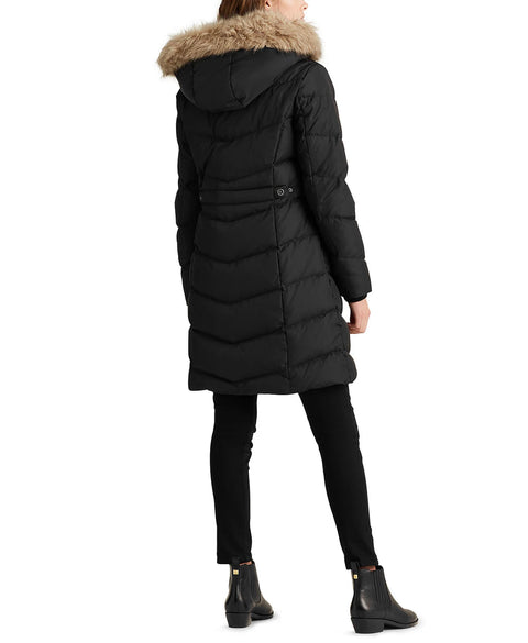 Lauren Ralph Lauren Women's Black Faux Fur Trim Hooded Puffer Jacket | Lauren Ralph Lauren In Lebanon