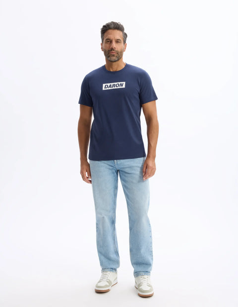 Celio Men's Navy Daron Print 100% Cotton T-shirt | Celio In Lebanon