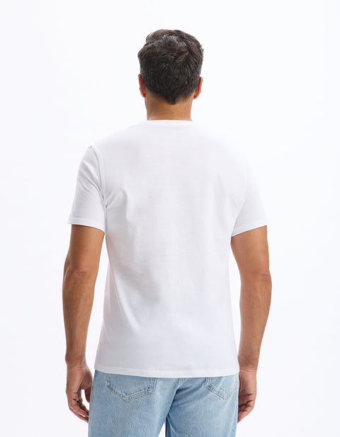 Celio Men's White Dad Print Round Neck Cotton T-Shirt | Celio In Lebanon