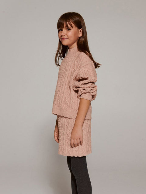 Reserved Girl's Blush Cable Knit Skirt |Reserved In Lebanon