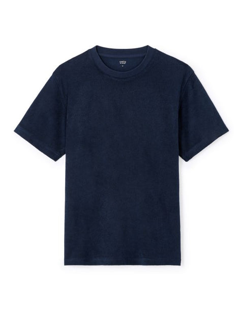 Celio Men's Navy Boxy Crew Neck Terry T-Shirt | Celio In Lebanon