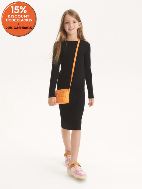 Reserved Girl's Black Striped Mixed Materials Sweater | Reserved In Lebanon