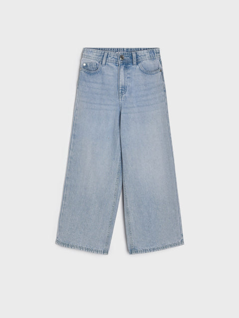 Light blue jeans on a white background