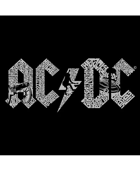 LA Pop Art Men's Black AC/DC Word Art T-Shirt | LA Pop Art In Lebanon