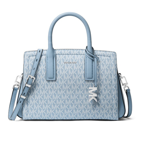 Michael Kors Women's Blue Leather Leila Small Signature logo Hand Bag | Michael Kors In Lebanon