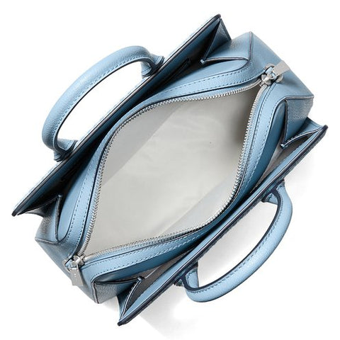 Michael Kors Women's Blue Leather Leila Small Signature logo Hand Bag | Michael Kors In Lebanon