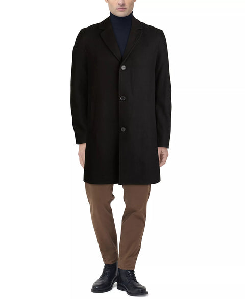Cole Haan Men's Black Melton Classic-Fit Topcoat  | Cole Haan In Lebanon