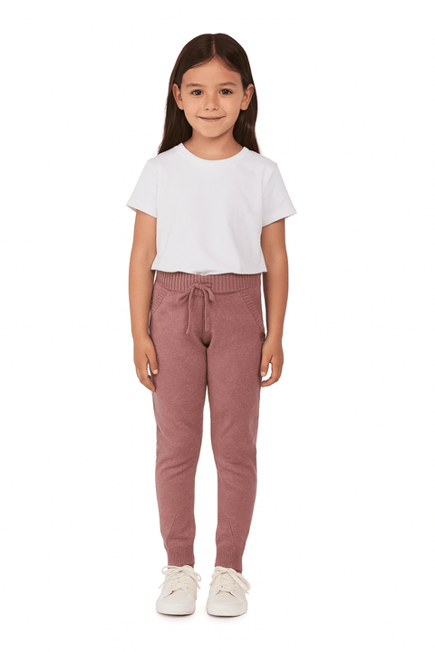 POMPdeLUX Girl's Dark Blush Melange Gro Knit Trousers |POMPdeLUX in Lebanon