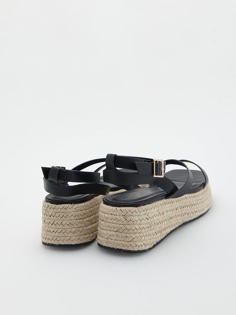 Reserved Women's Black Sandals With Leather Straps | Reserved In Lebanon