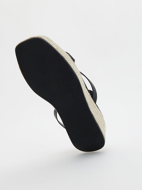 Reserved Women's Black Sandals With Leather Straps | Reserved In Lebanon