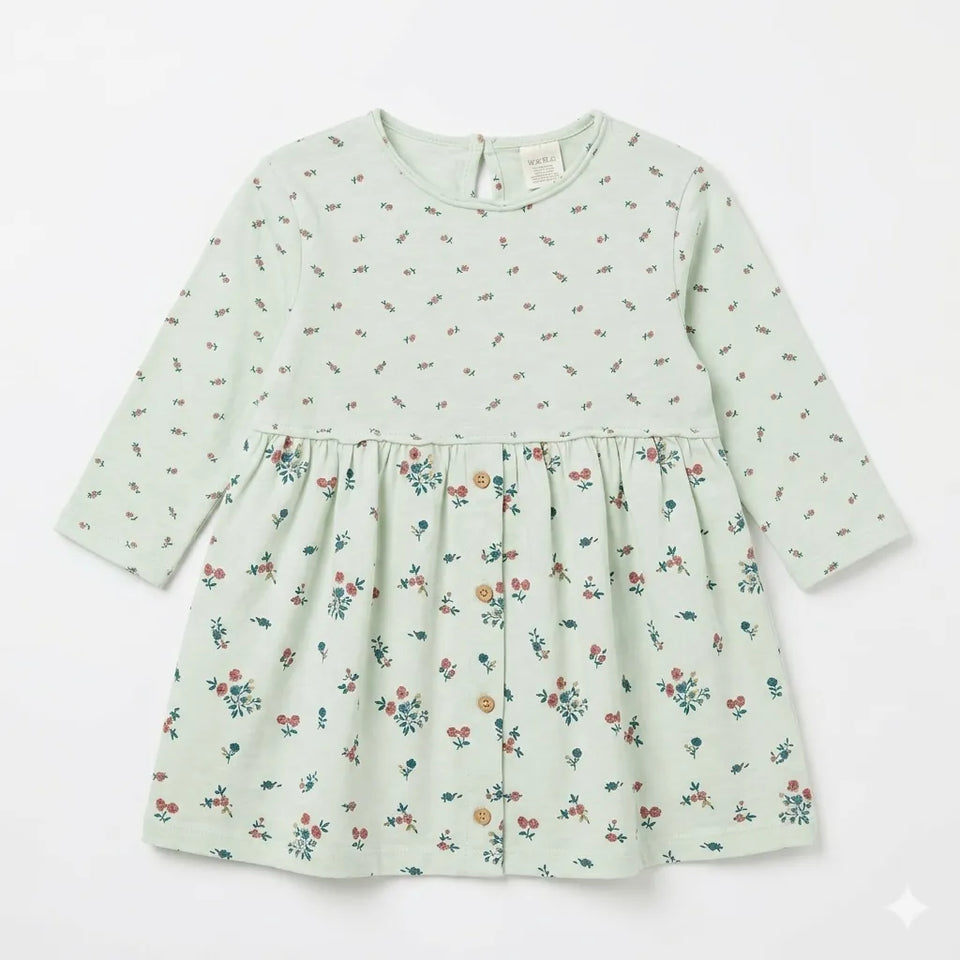 Zara Baby Girl's Mint Green Floral Long Sleeve Dress|Zara In Lebanon
